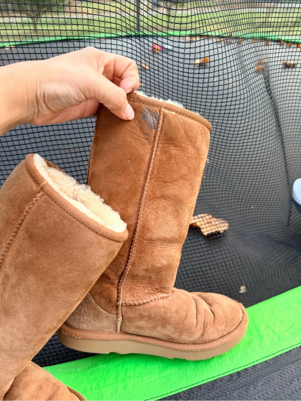 UGG Girls Tall Chestnut Suede Boots with Shearling